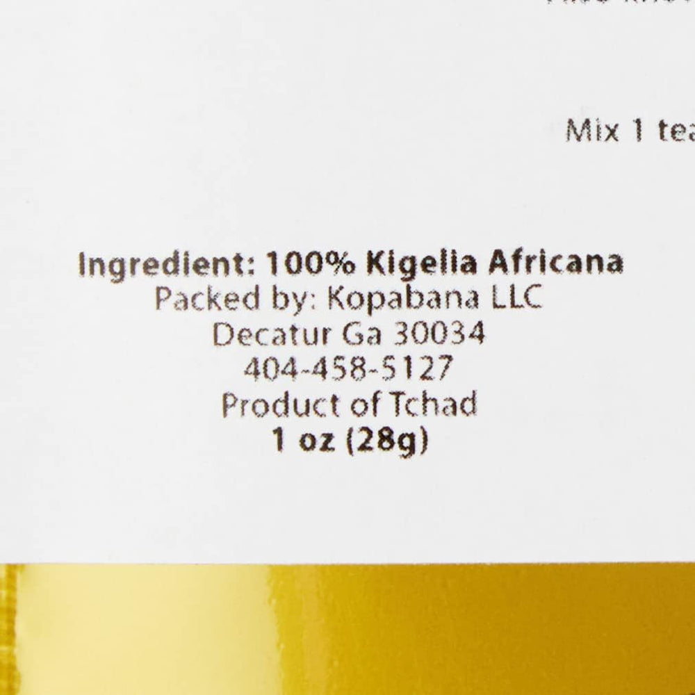 KOPABANA organic Kigelia ingredient label, all natural.