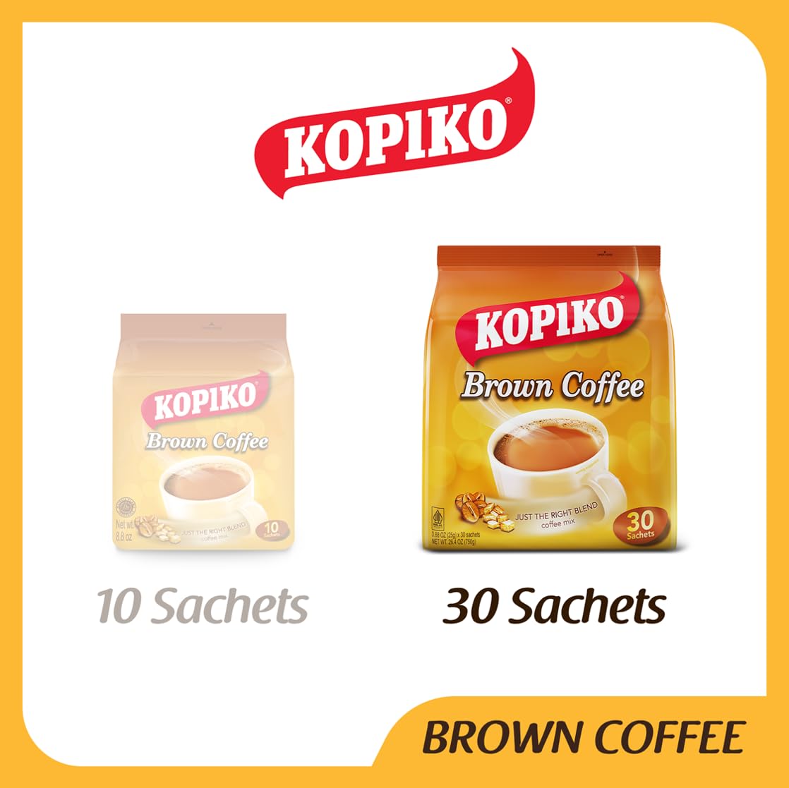 Close-up of Kopiko Brown Coffee with brown sugar for a smooth flavor.