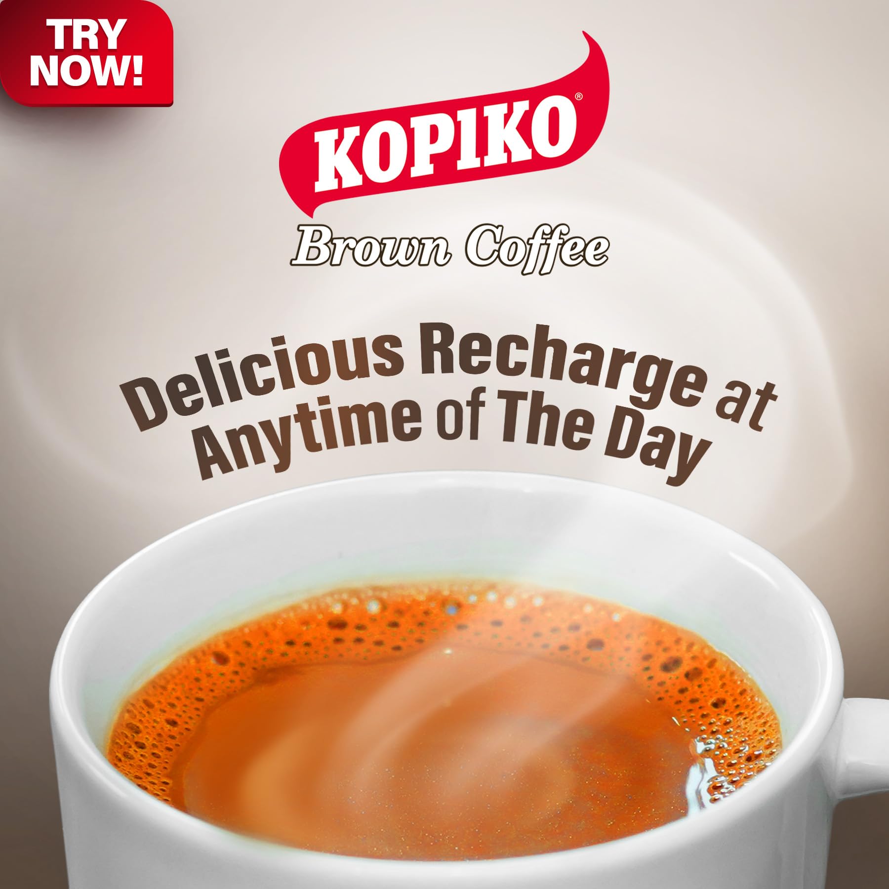 Kopiko Brown Coffee sachet on a desk for on-the-go mornings.
