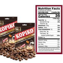 Kopiko Cappuccino Candy close-up center, glossy shell with creamy center.