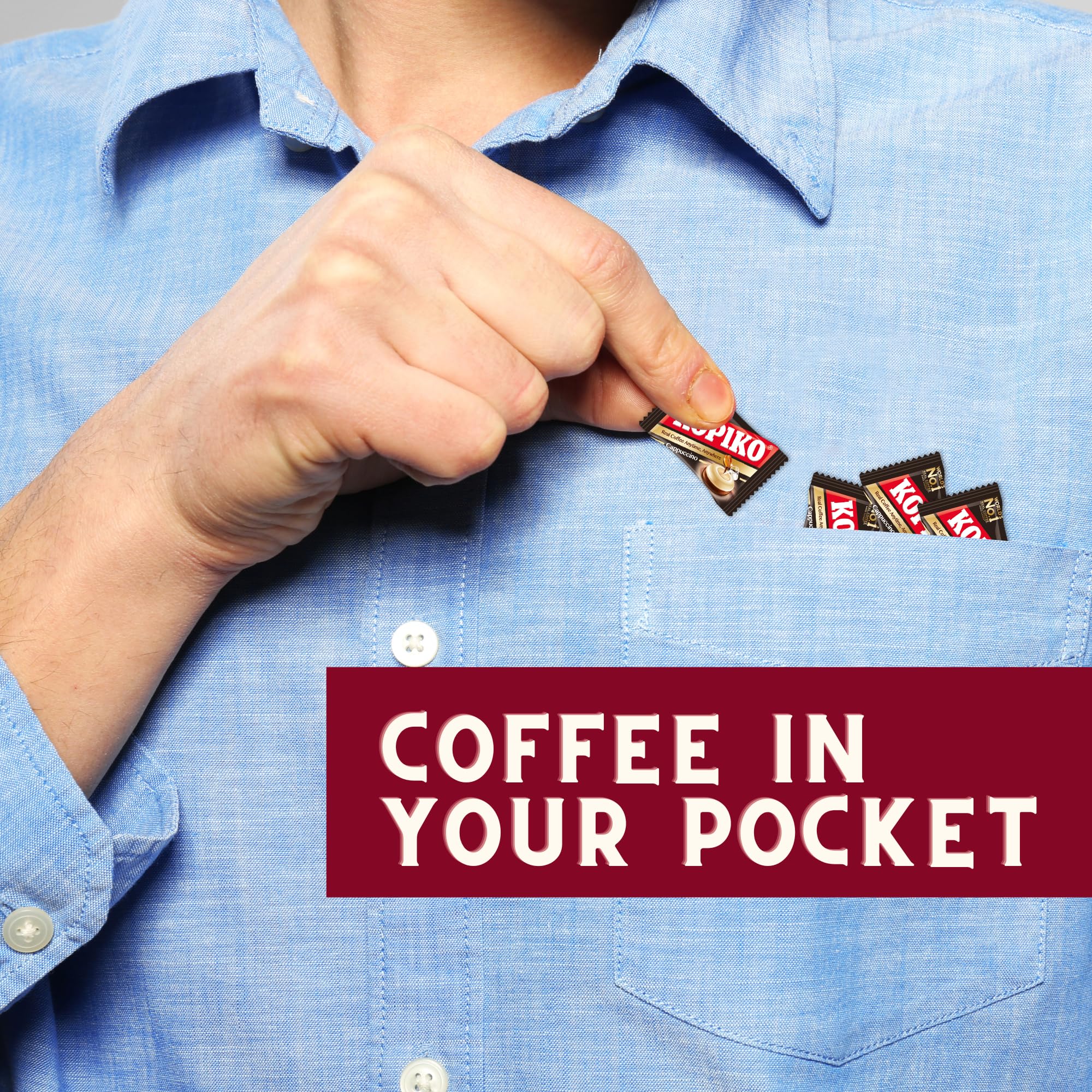 Kopiko Cappuccino Candy travel pack, great for commutes and trips.