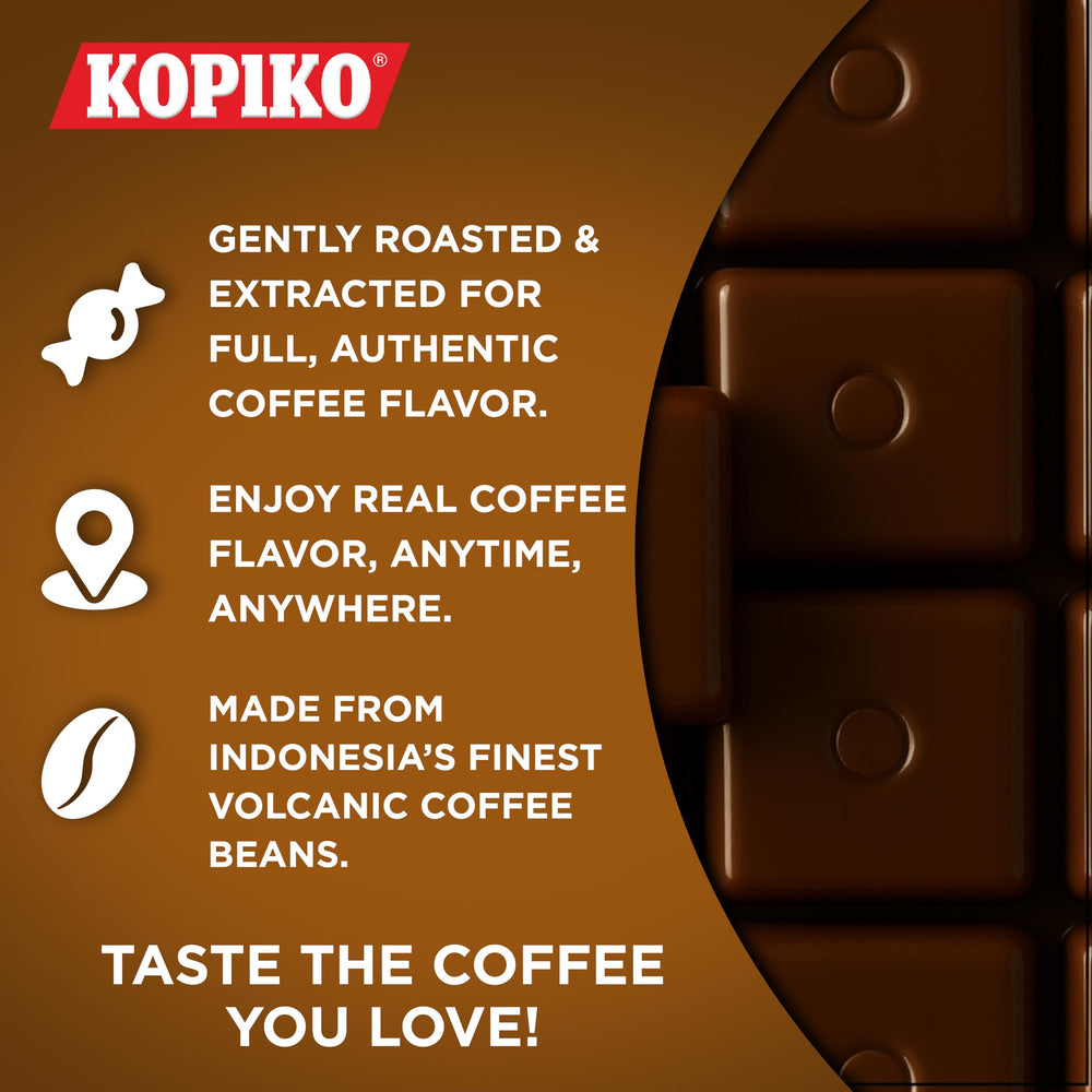 Kopiko Coffee Candy origin from volcanic beans highlighting rich flavor.