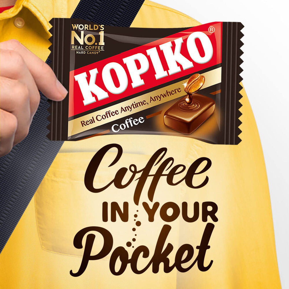 Kopiko Coffee Candy pocket-size packaging fits in purse or pocket