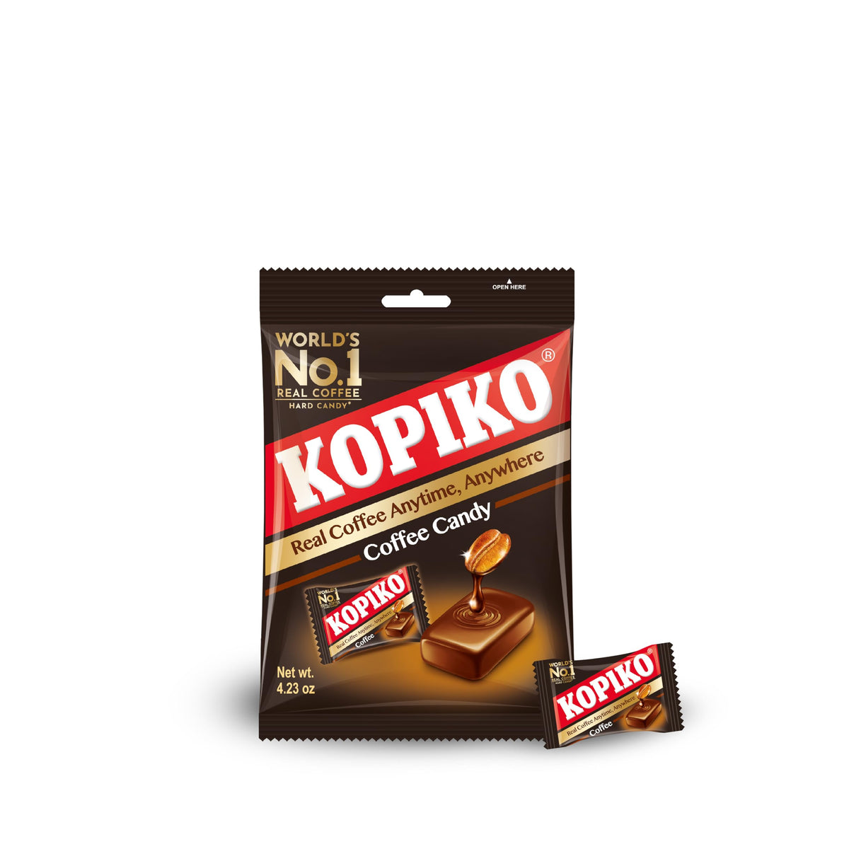 Kopiko Coffee Candy with real coffee extract for authentic Indonesian flavor and aroma.