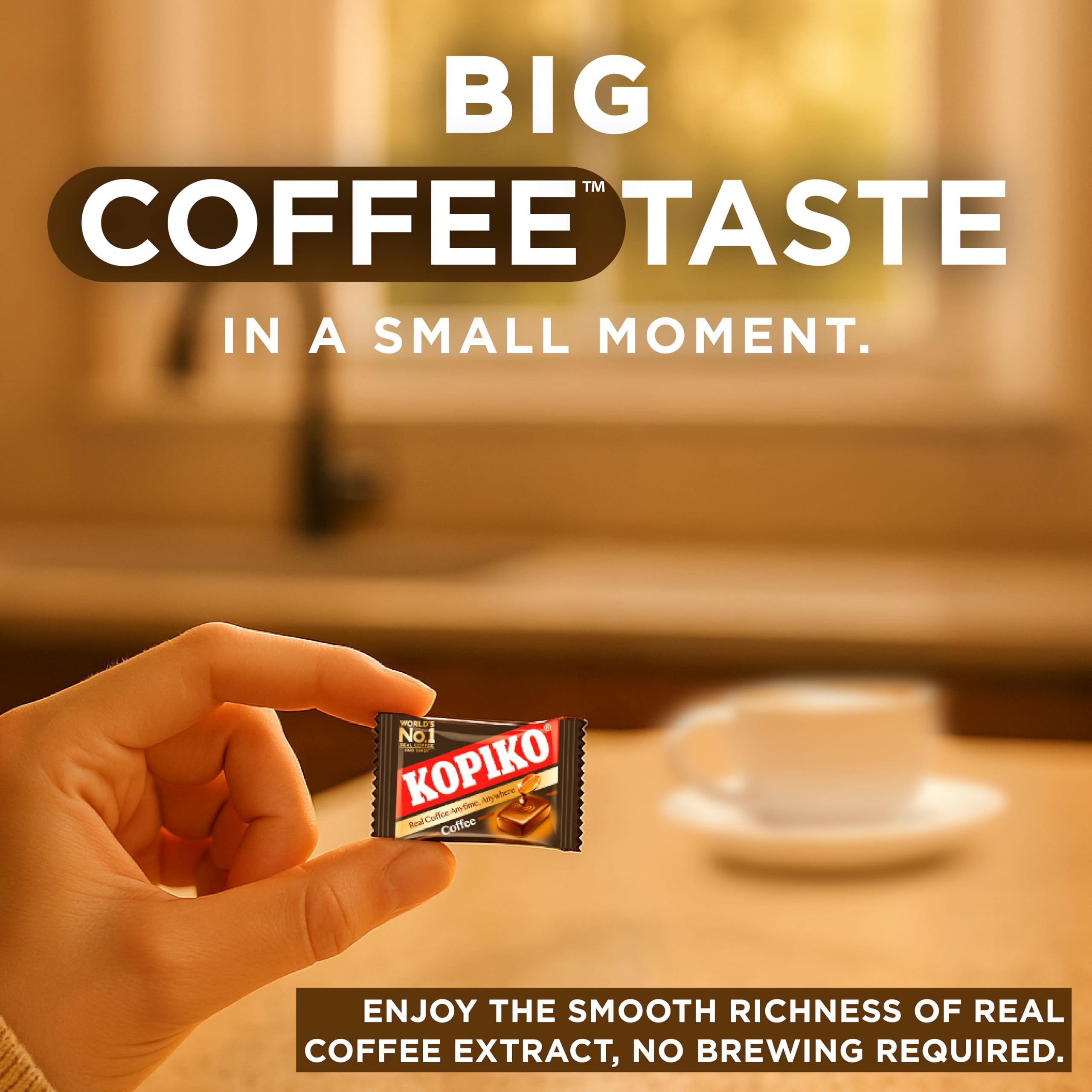 Kopiko Coffee Candy travel-friendly packaging fits bags and pockets.