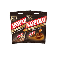 Kopiko 2-pack front view showing coffee and cappuccino candy for on-the-go energy