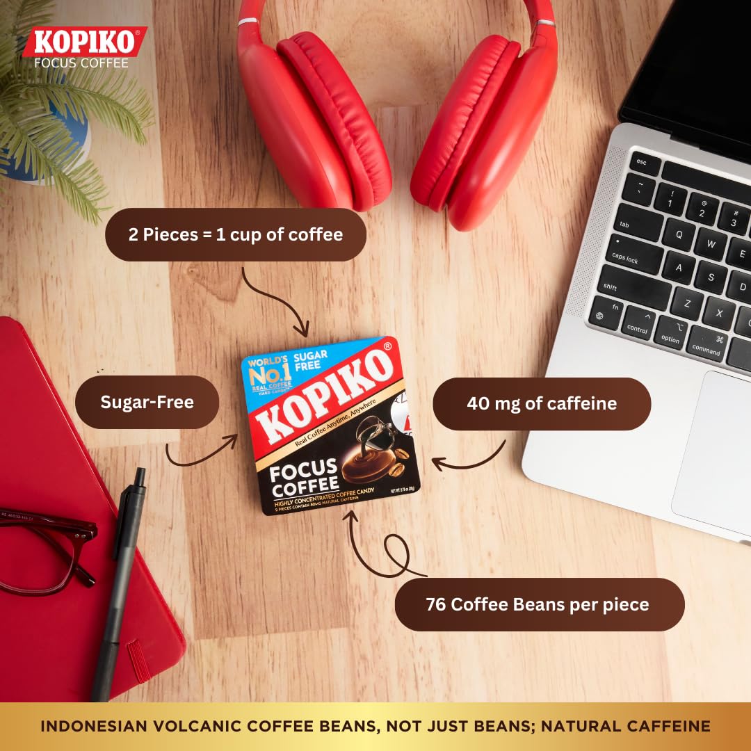 Kopiko Focus desk setup displays convenient caffeine on a busy day