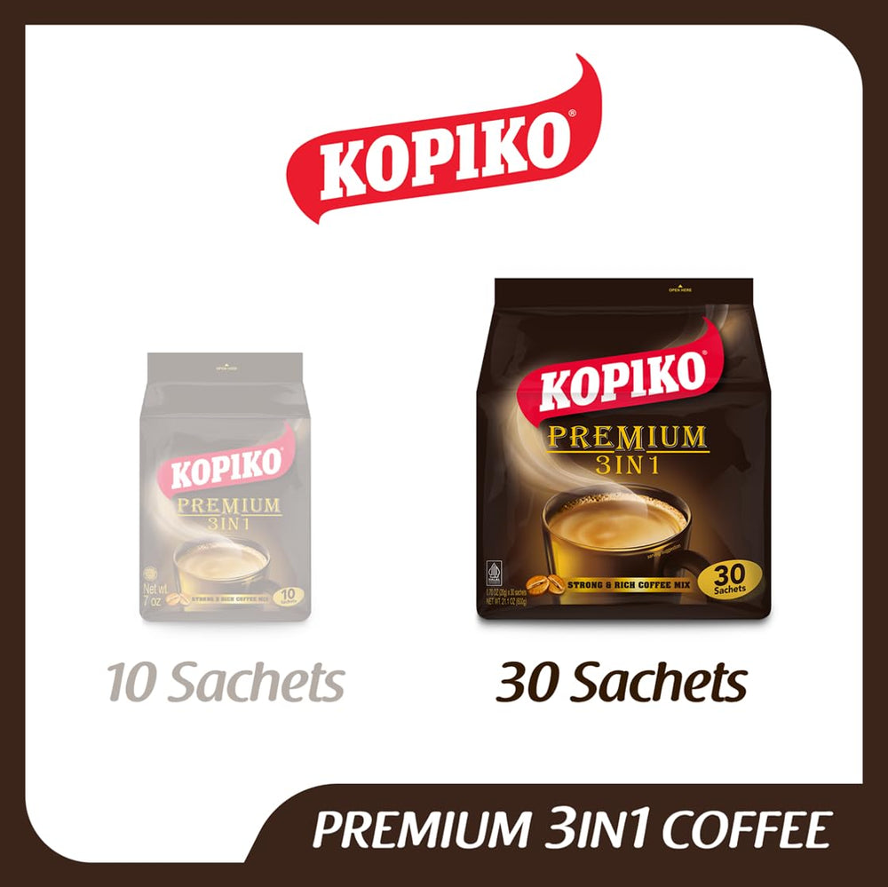 Kopiko Premium 3in1 coffee packet with creamy sugar swirl