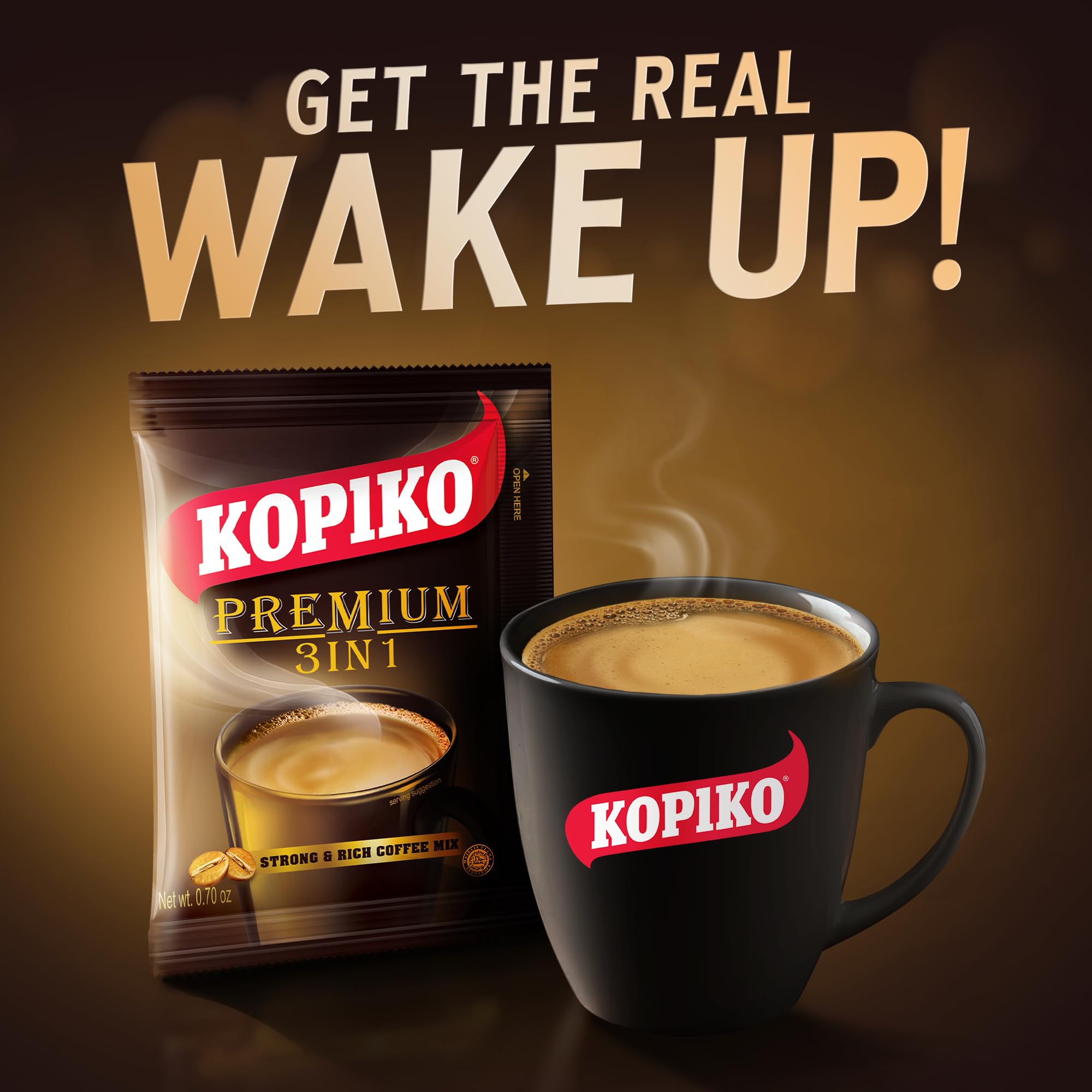 Kopiko volcanic coffee beans close-up revealing bold aroma