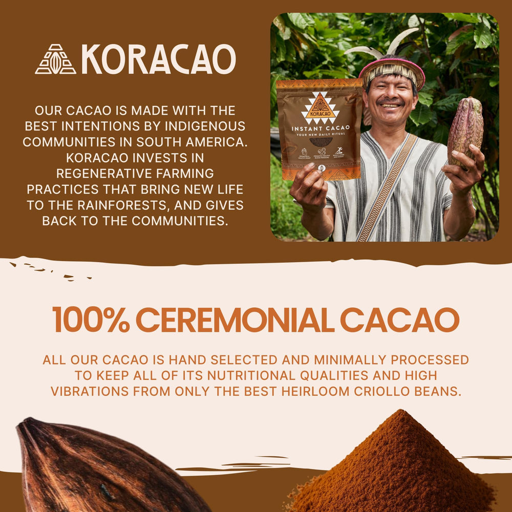 Daily ritual cup of KORACAO cacao provides a moment of mindful enjoyment.