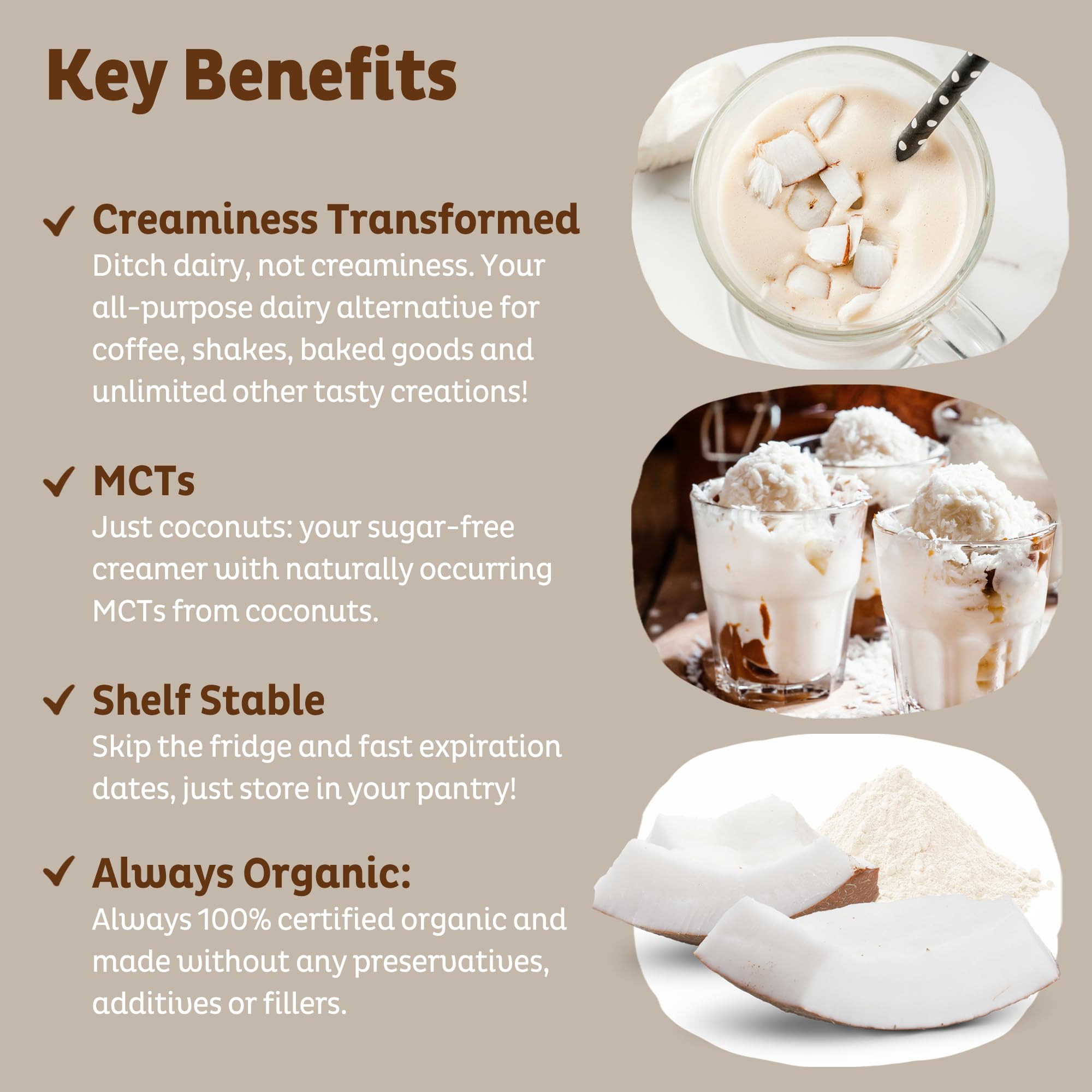 KOS Organic Coconut Milk Powder used in baking for rich dairy substitutes.