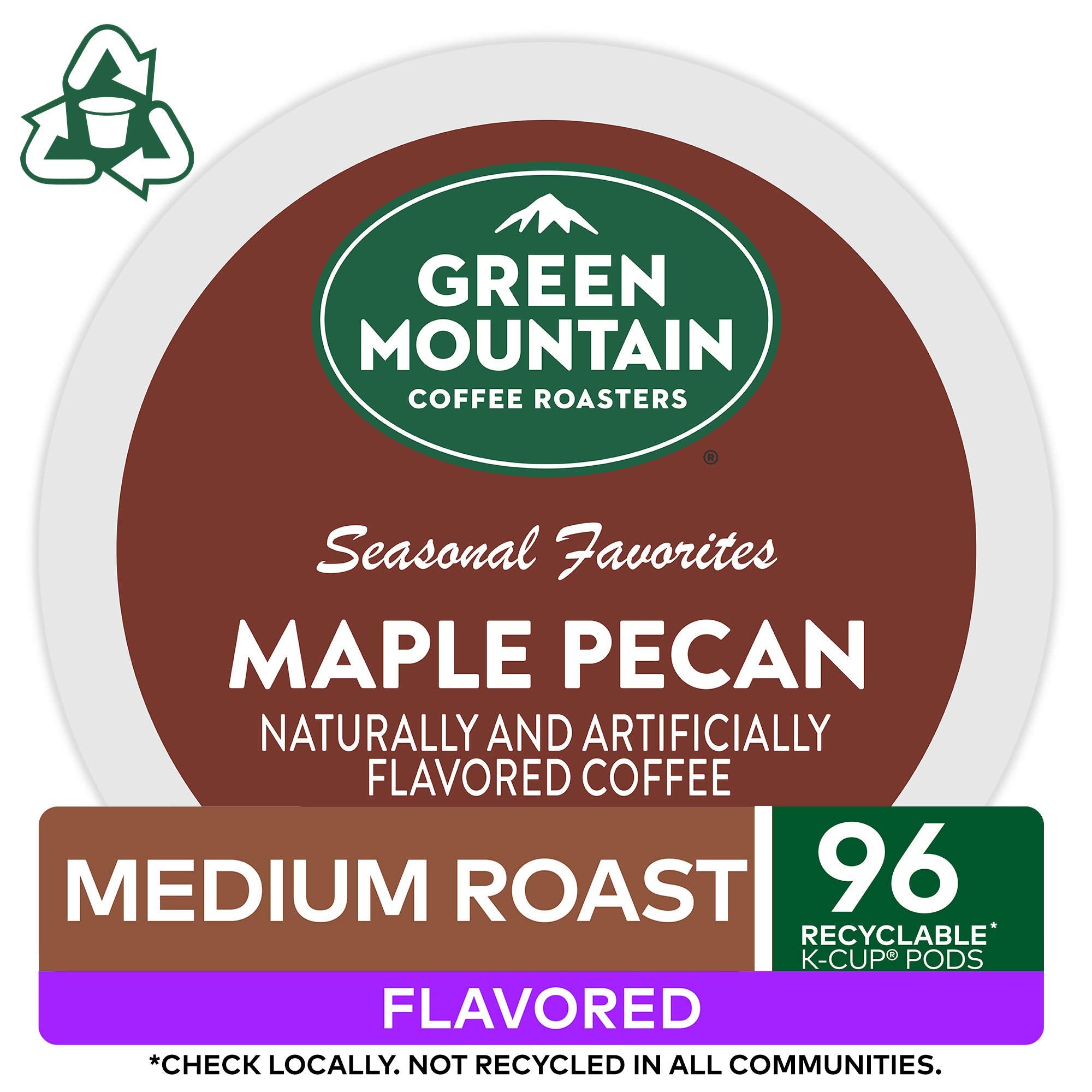 Kosher certification symbol on Green Mountain Maple Pecan packaging