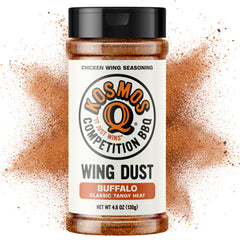 Kosmos Q Buffalo Wing Dust on wings for bold, spicy flavor.