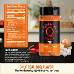 Kosmos Q Cow Cover shaker dispense ensures even coating for grills