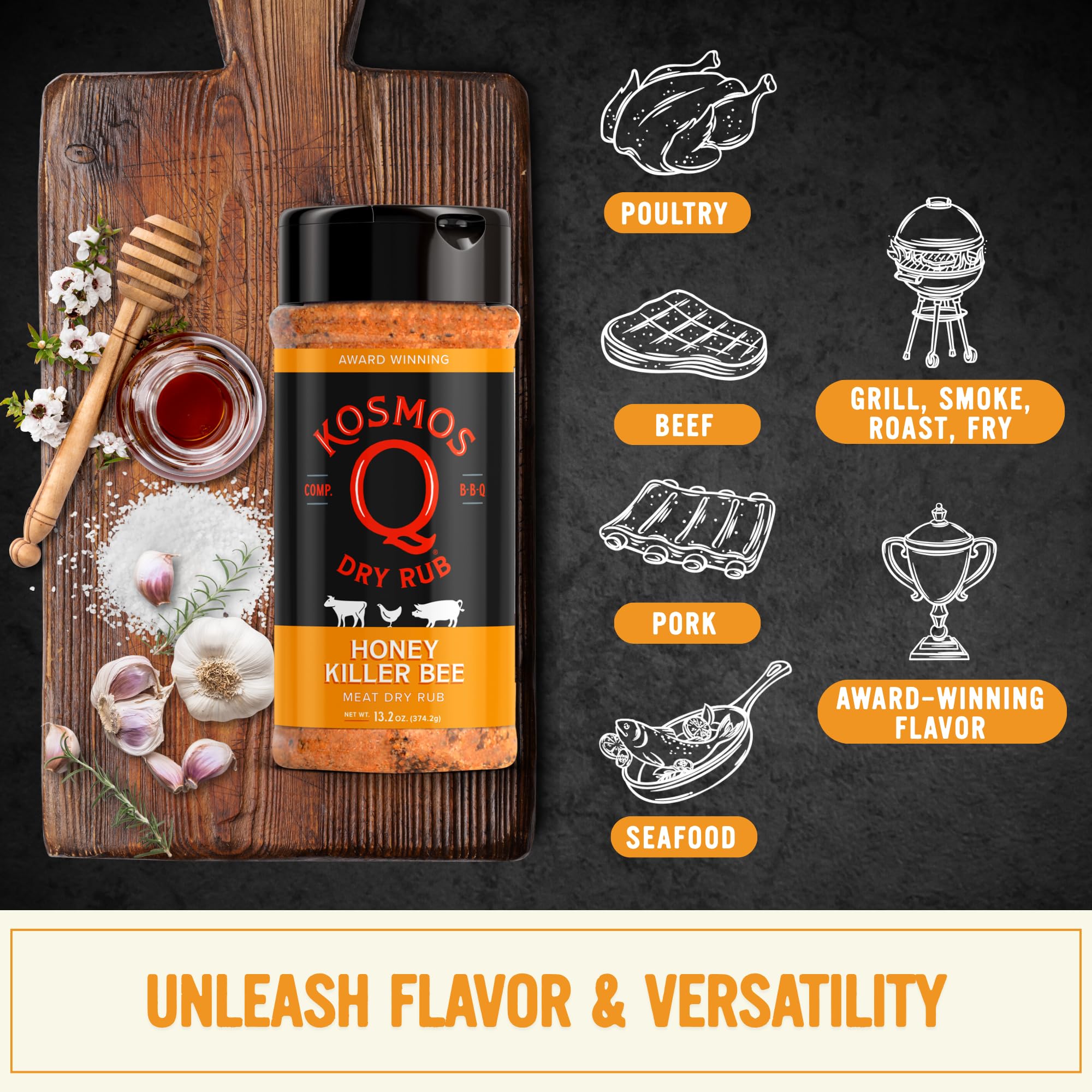 Kosmos Q Honey Killer Bee BBQ Rub on ribs during smoking