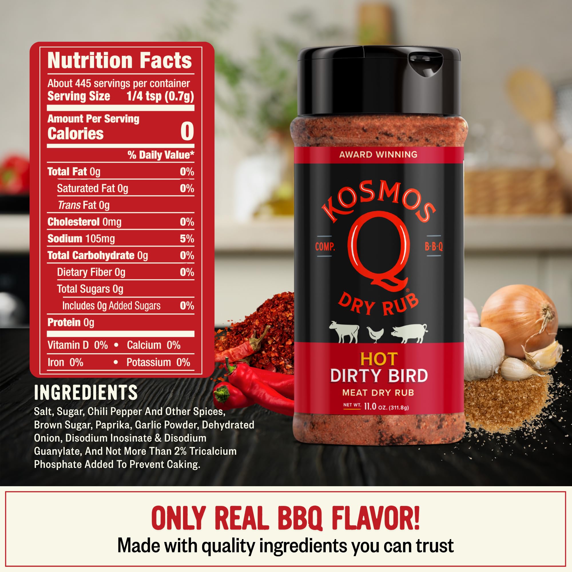 Kosmos Q Hot Dirty Bird bottle pour, ready for easy outdoor seasoning
