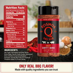 Kosmos Q Hot Dirty Bird bottle pour, ready for easy outdoor seasoning