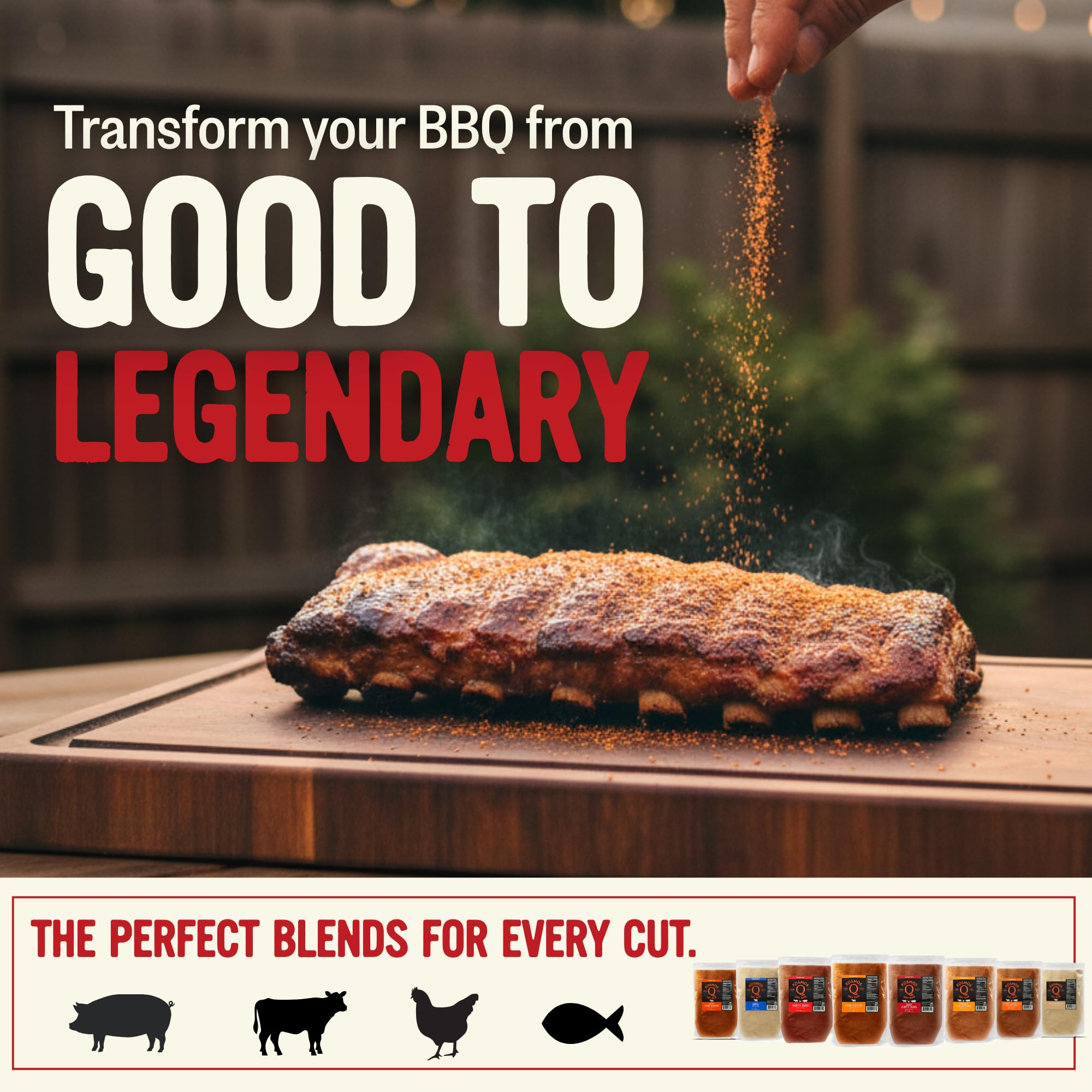 Kosmos Q Hot Dirty Bird pork ribs with savory spice rub.