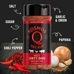 Kosmos Q Hot Dirty Bird wings on grill, flavorful heat from chili