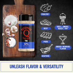 Kosmos Q SPG BBQ Dry Rub on steak during grilling.