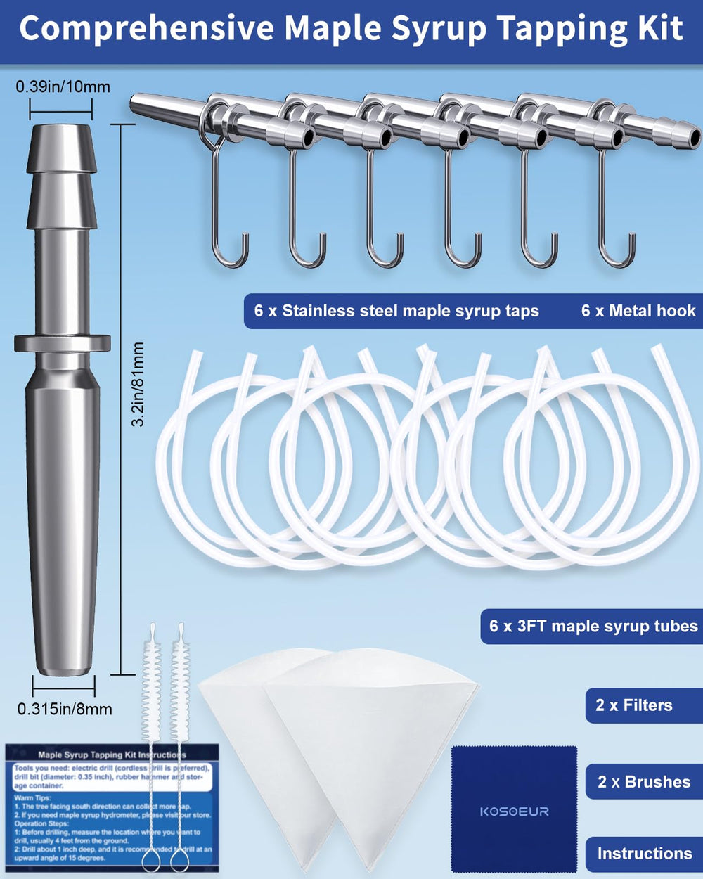 KOSOEUR kit hooks supporting a collection bucket for reliable sap collection