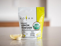 KOYAH 80 scoops Lemon Powder jar, convenient pantry staple for smoothies and dressings.