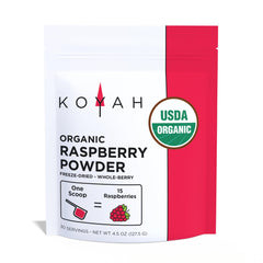 KOYAH organic raspberry powder jar with whole-berry flavor for smoothies