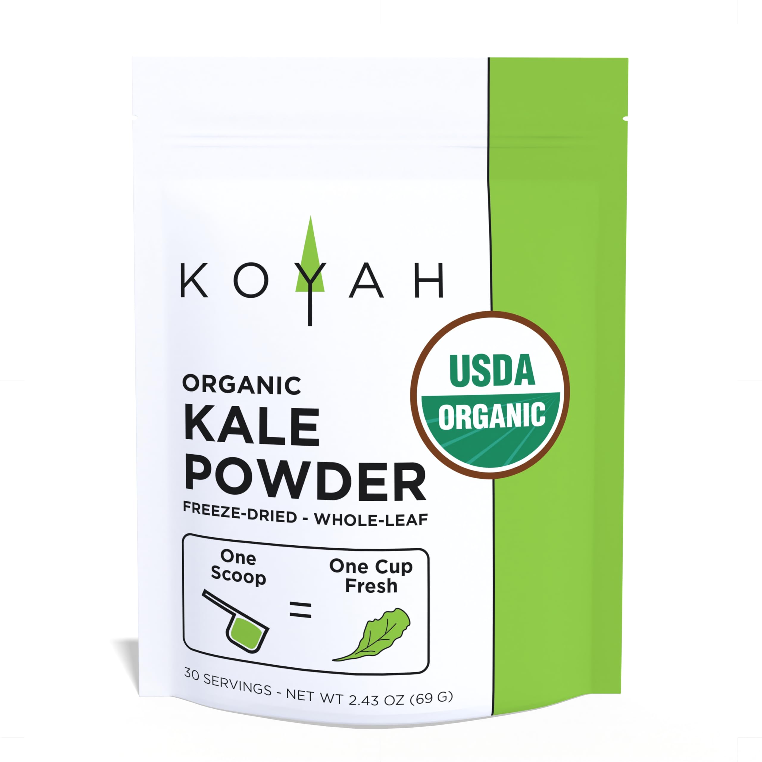 KOYAH Organic USA Kale Powder bottle shot for easy daily greens.