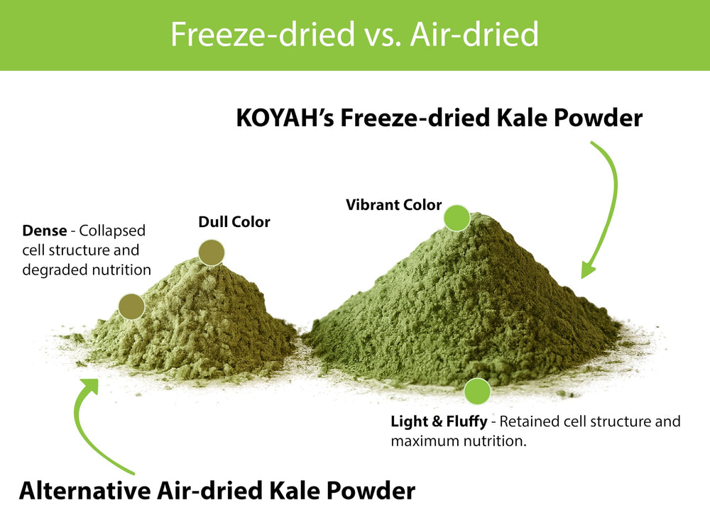 KOYAH Organic USA Kale Powder packaging front for quick product recognition.