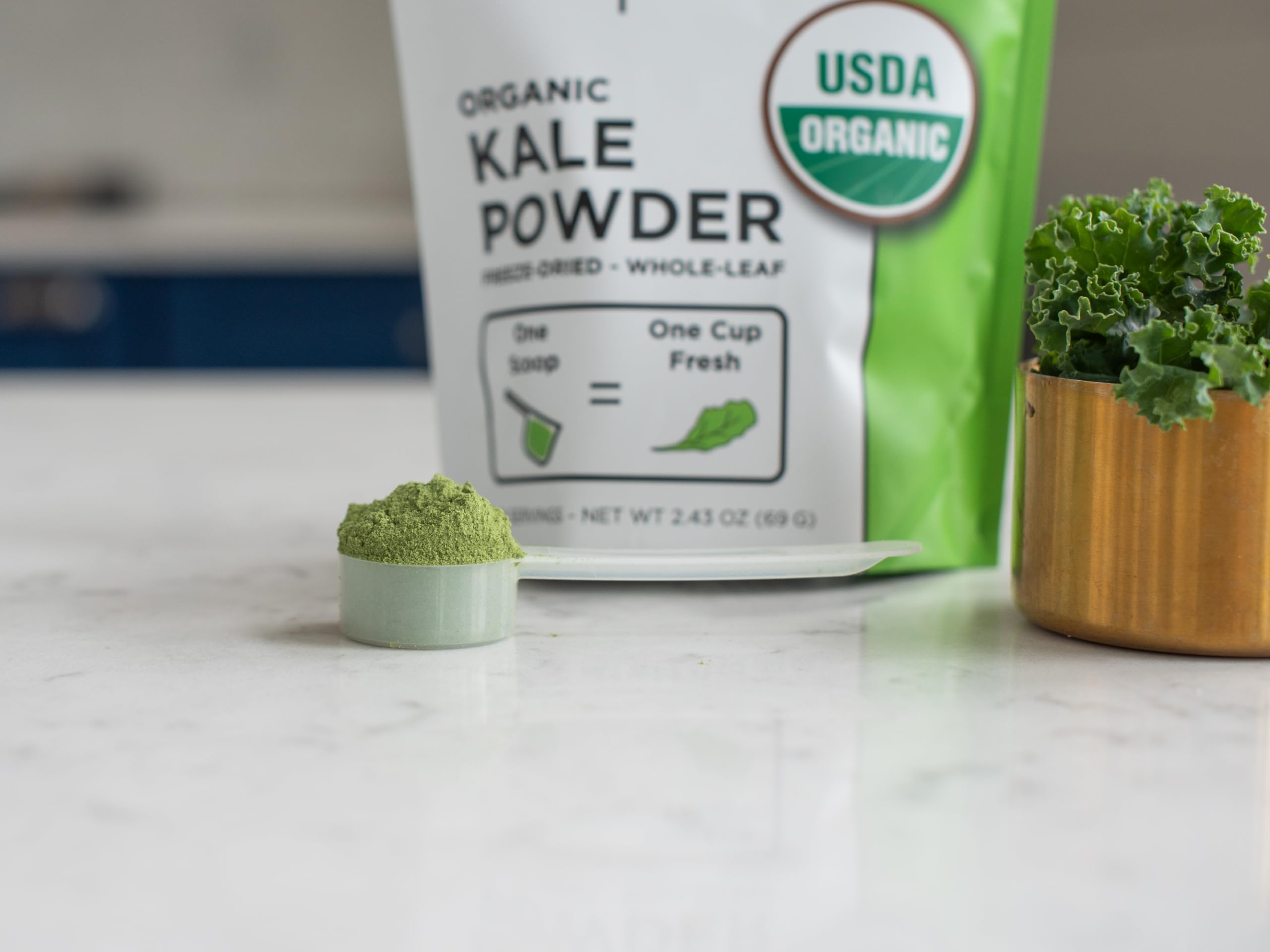 KOYAH Organic USA Kale Powder resealable pouch for freshness.