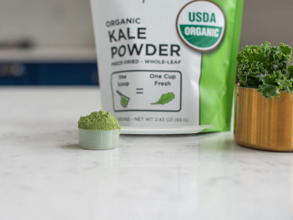 KOYAH Organic USA Kale Powder resealable pouch for freshness.