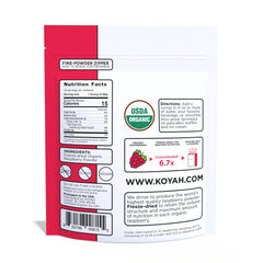 KOYAH raspberry powder scoop measuring a serving for daily use