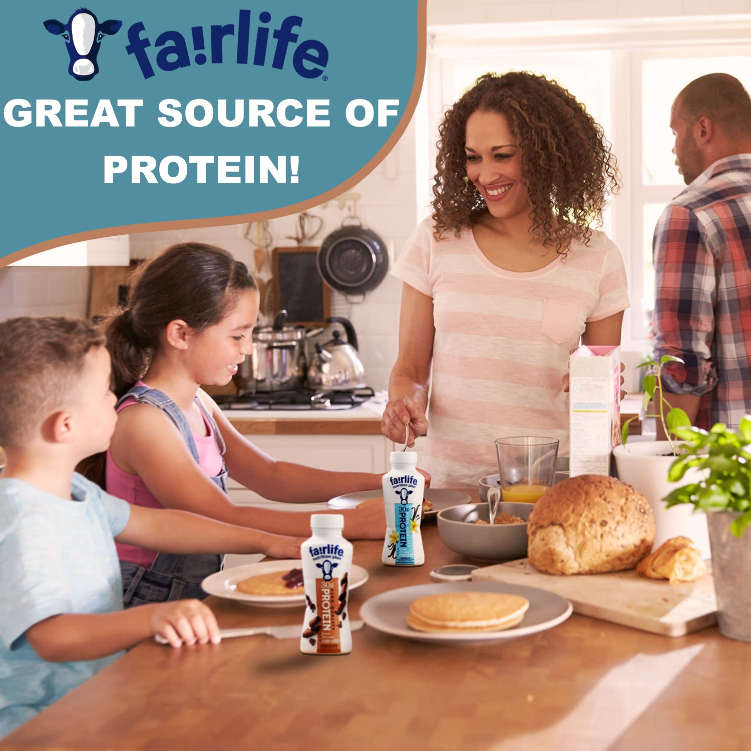 Kozy Home Fairlife 12-pack on shelf for convenient family nutrition.