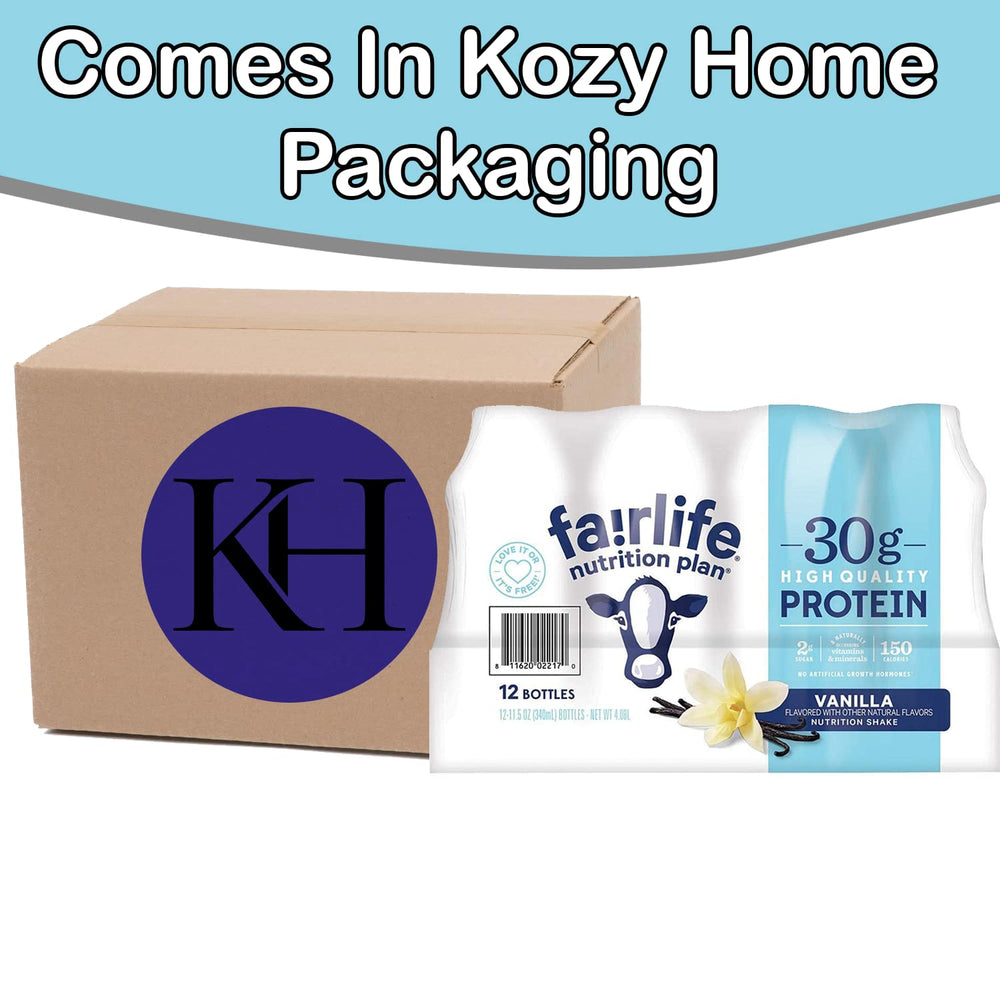 Kozy Home Fairlife nutrition panel: clear high-protein information.