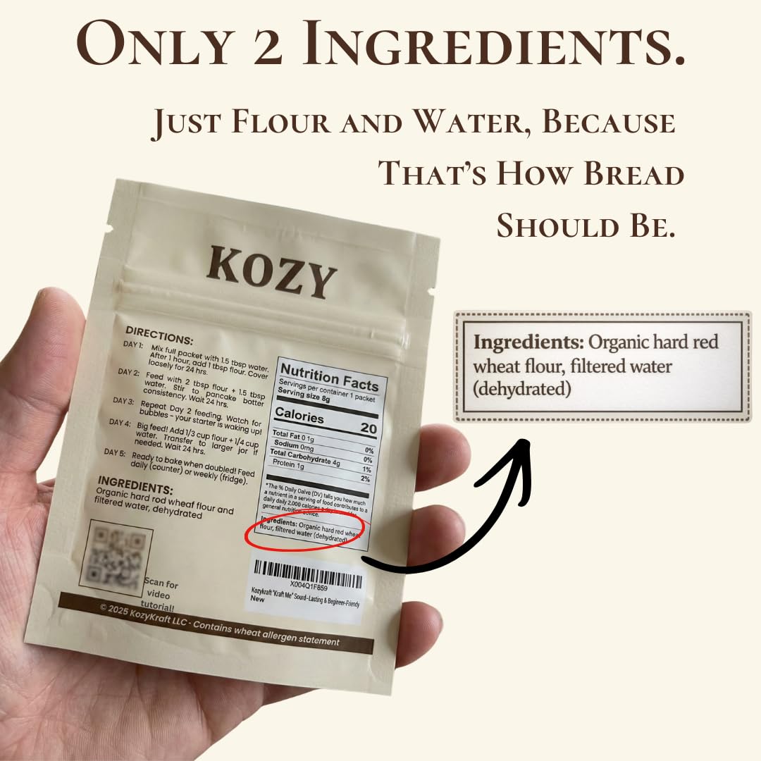 Kozy Kraft Sourdough starter bubbling in a bowl, ready to bake.