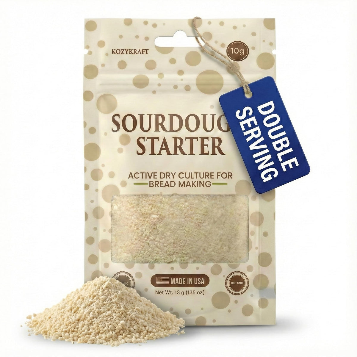 Kozy Kraft sourdough starter activation showing bubbling culture for quick bake prep.
