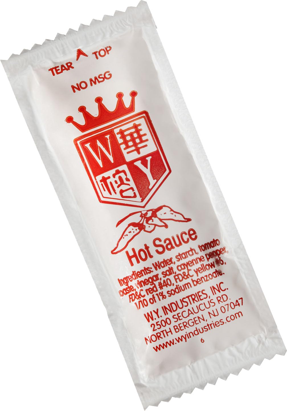 KPAK Chinese takeout hot sauce packets neatly packaged for organized serving.