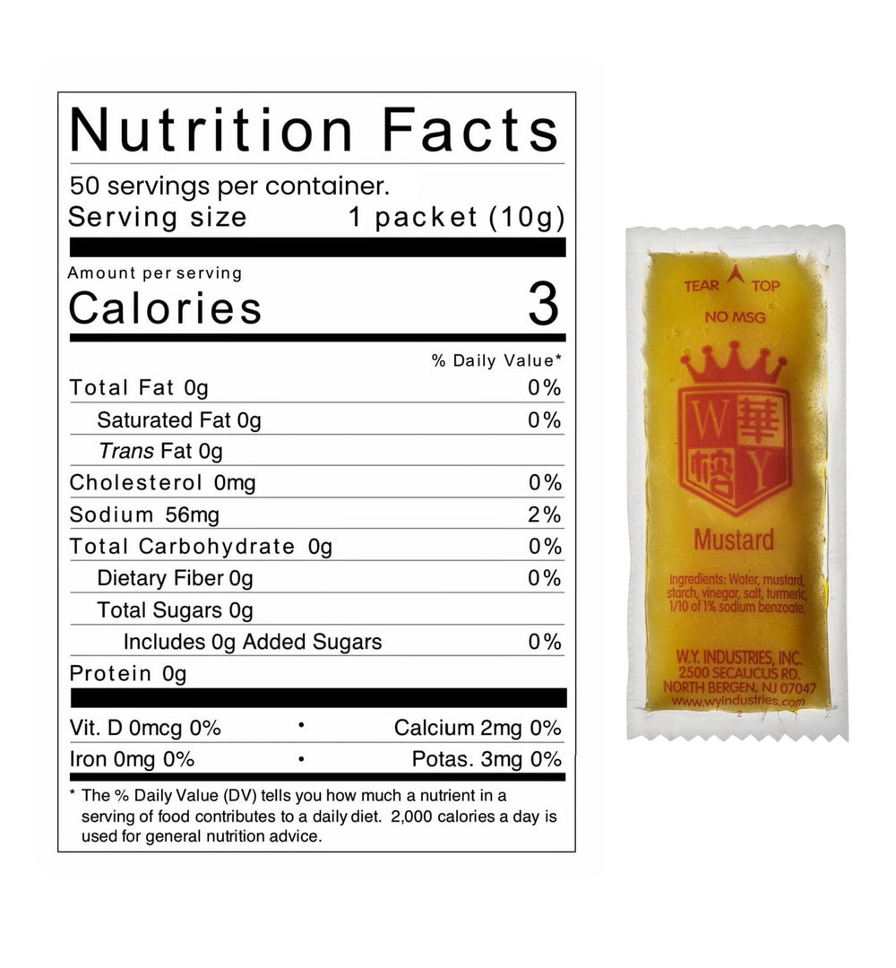 KPAK hot mustard packets add a bold kick to dumplings and egg rolls.
