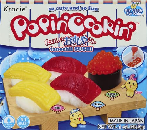 Colorful molds help shape rice and toppings into edible sushi pieces.