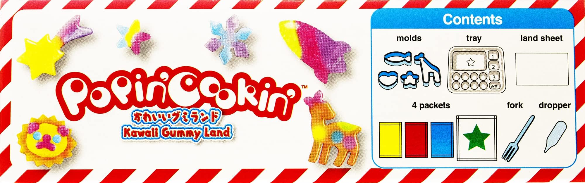 Kracie Popin' Cookin Gummy Land kit mixing station with colors