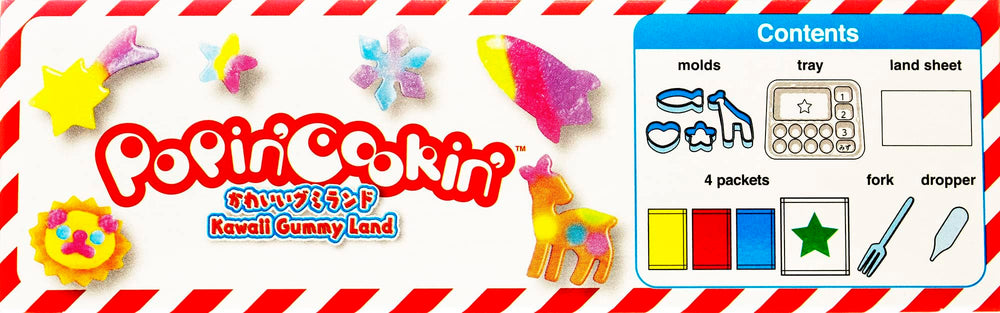 Kracie Popin' Cookin Gummy Land kit mixing station with colors