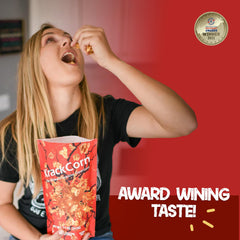 KrackCorn gluten-free non-GMO bag highlighting kid-friendly snack options.