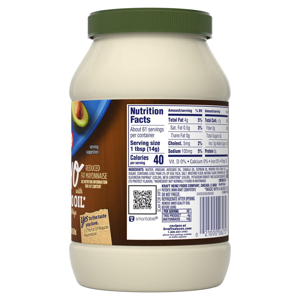 Kraft Avocado Oil Mayo reseal-cap – convenient jar keeps freshness after opening