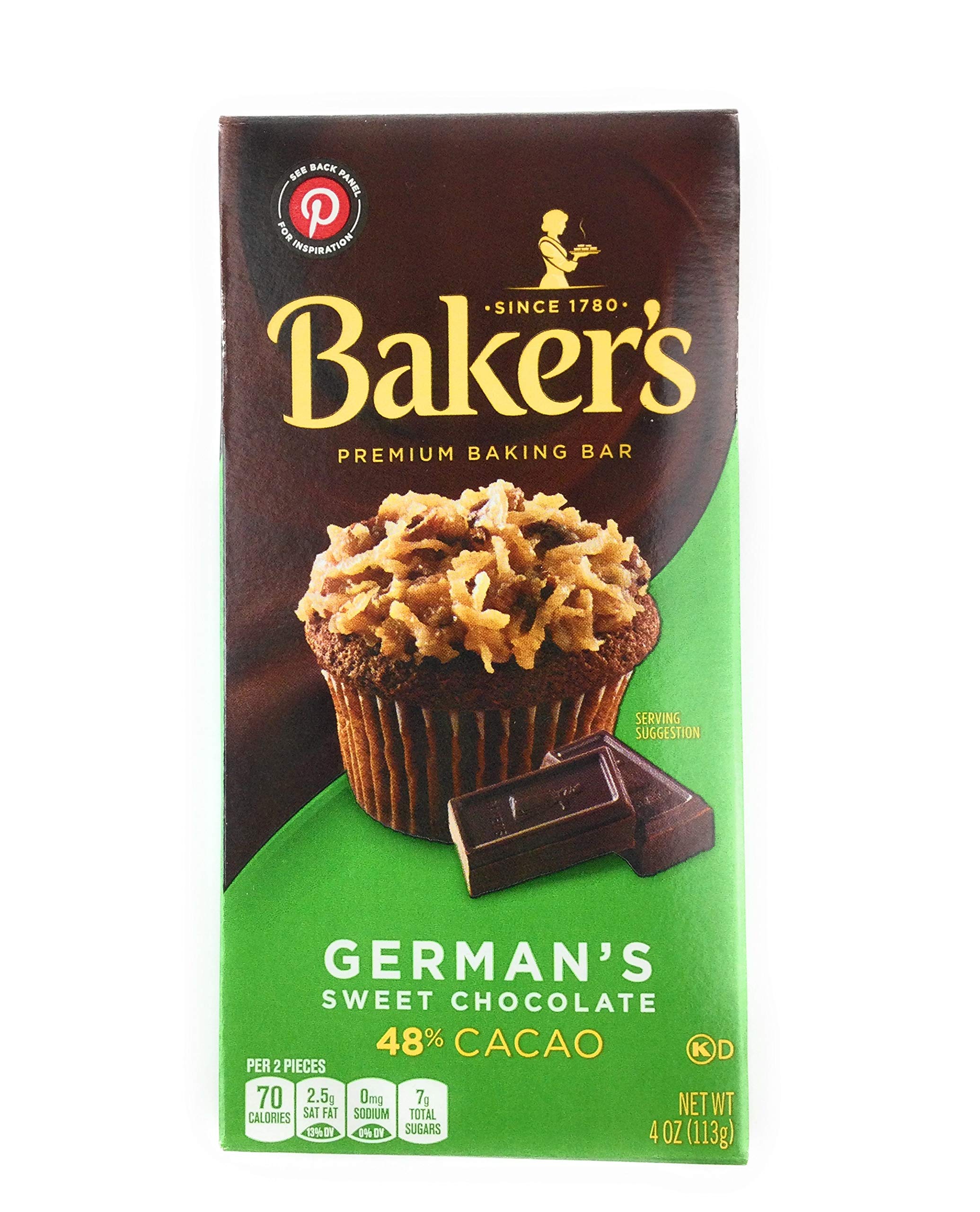 Kraft Bakers German Chocolate Bar unwrapped, ideal for snacking or melting in baking