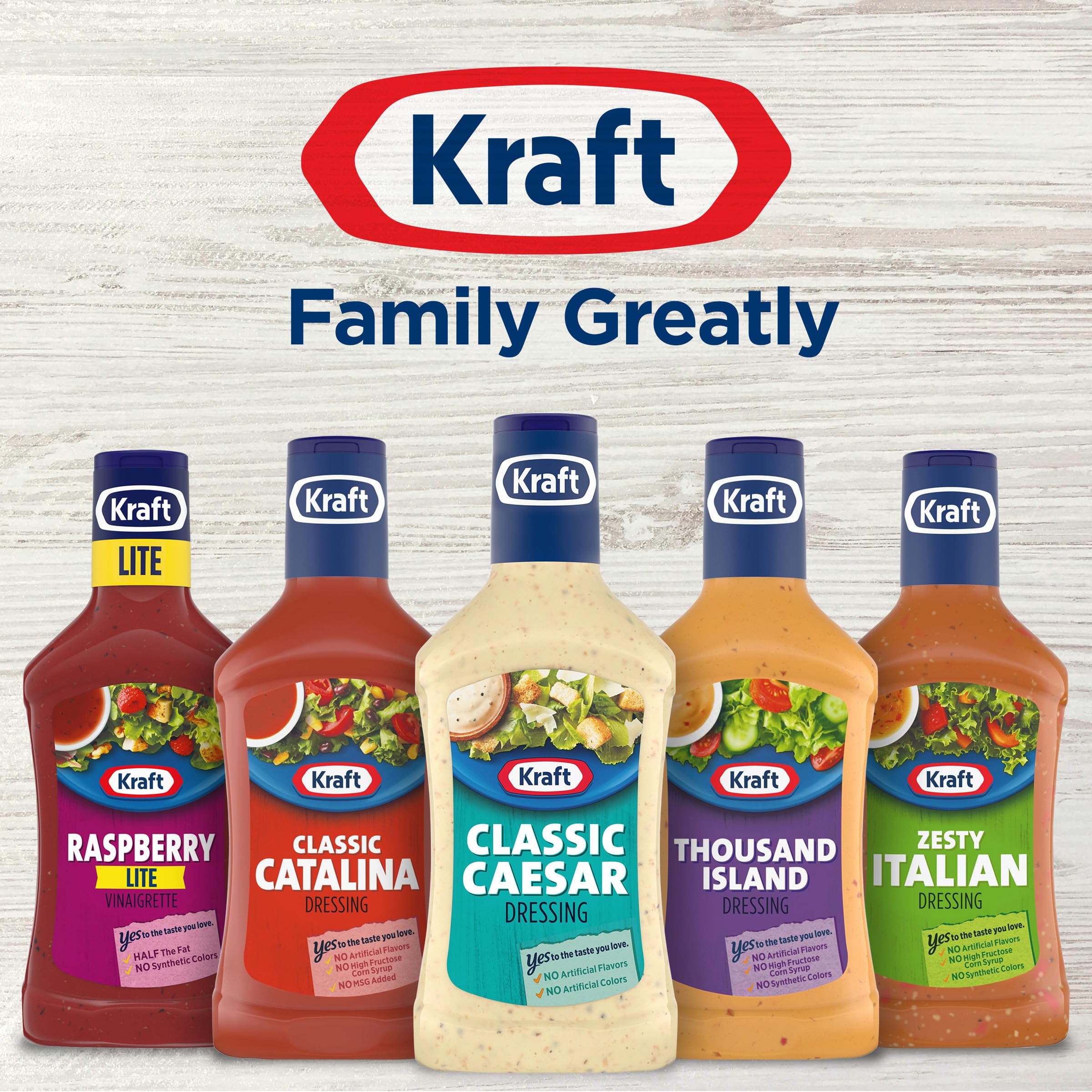 Kraft Caesar dressing bottle arched sides for a comfortable grip.