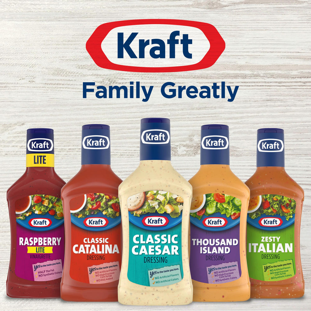 Kraft Caesar dressing bottle arched sides for a comfortable grip.