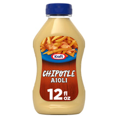 Kraft Chipotle Aioli bottle pour enhances meals with creamy, smoky chipotle flavor