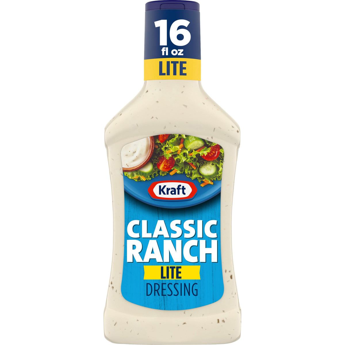 Kraft Classic Ranch Lite bottle showing lighter, flavorful dressing for salads