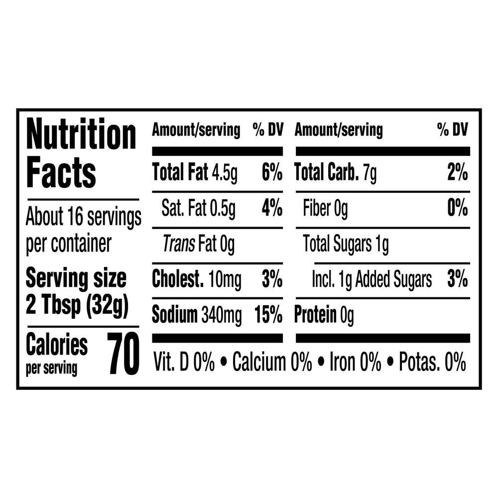 Kraft Classic Ranch Lite label highlights reduced fat and calories
