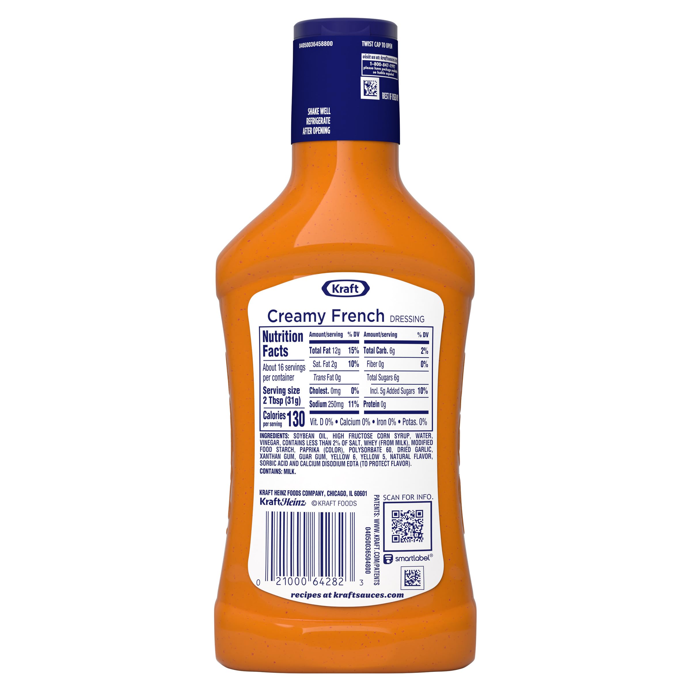 Kraft Creamy French Dressing resealable bottle highlights easy storage.